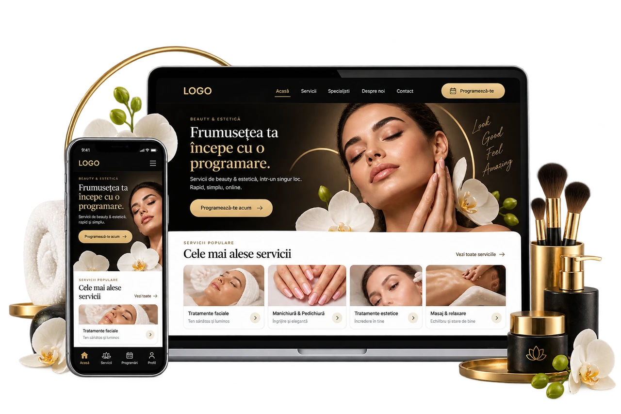 Exemplu de website conectat la BookingWP pentru Beauty & estetică