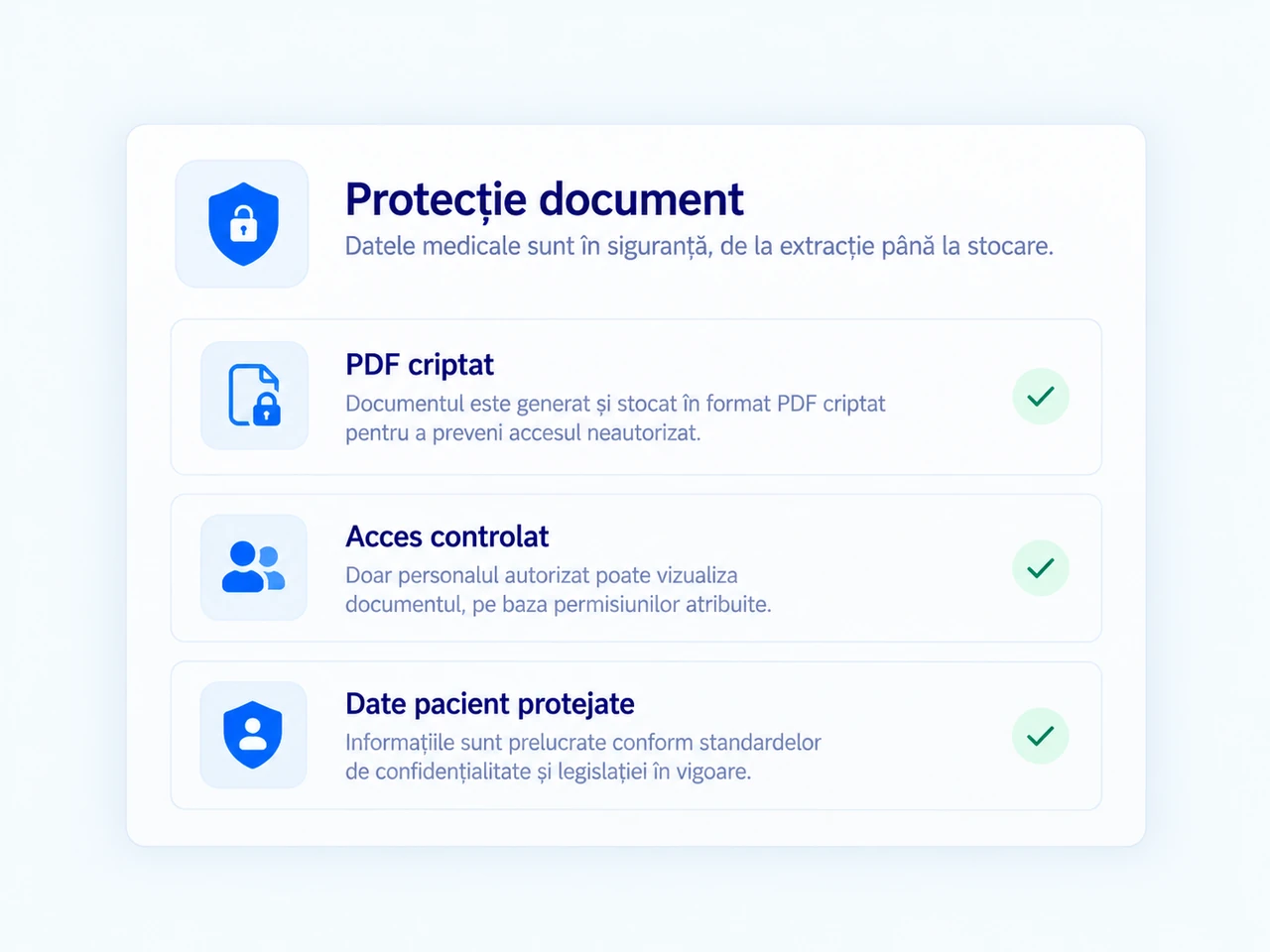 Protecție și control pentru documentele medicale