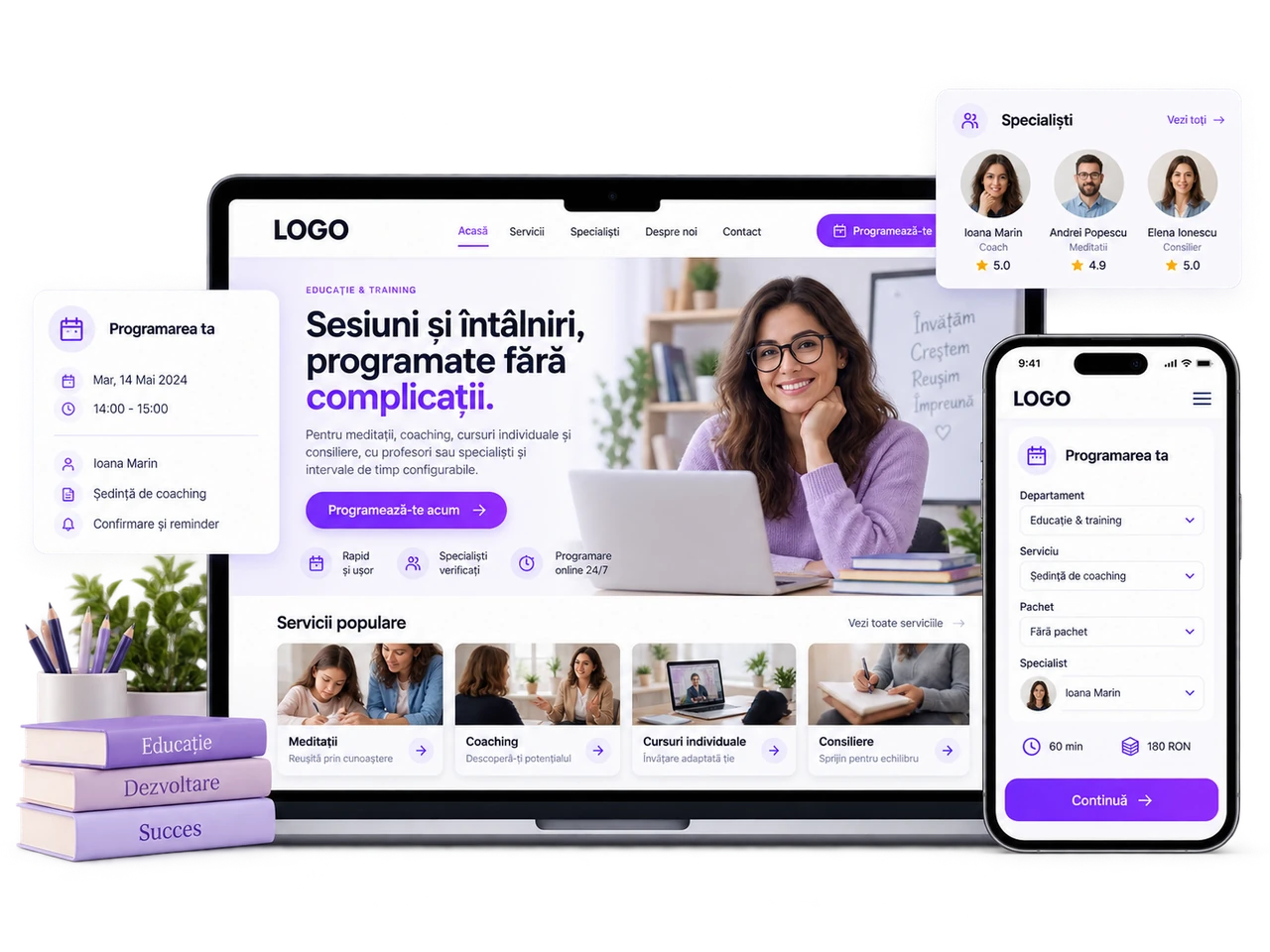 Exemplu de website conectat la BookingWP pentru Educație & training