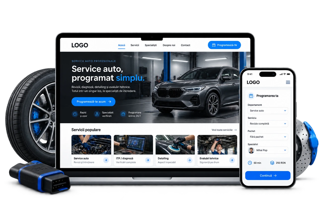 Exemplu de website conectat la BookingWP pentru Auto & servicii tehnice