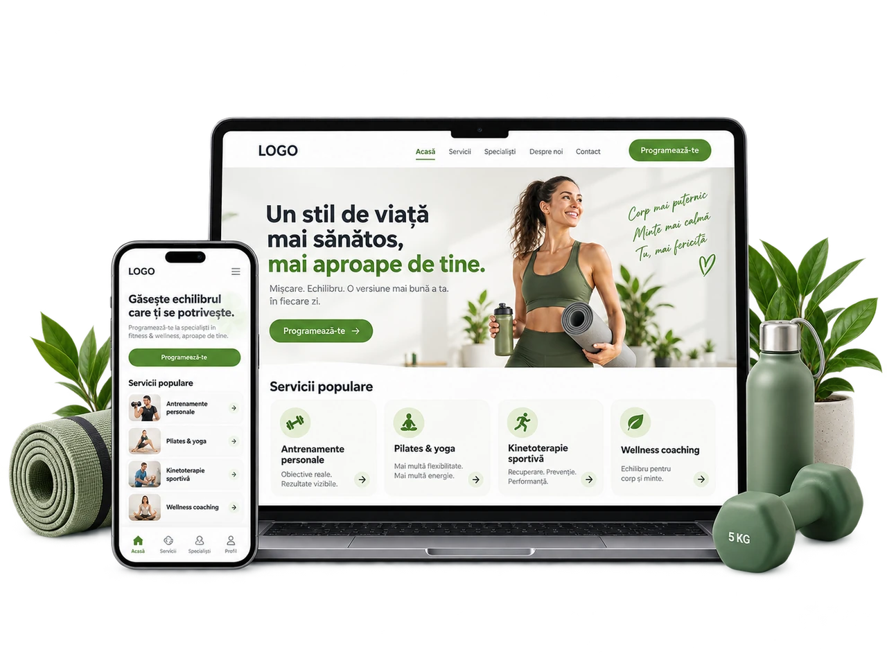 Exemplu de website conectat la BookingWP pentru Fitness & wellness