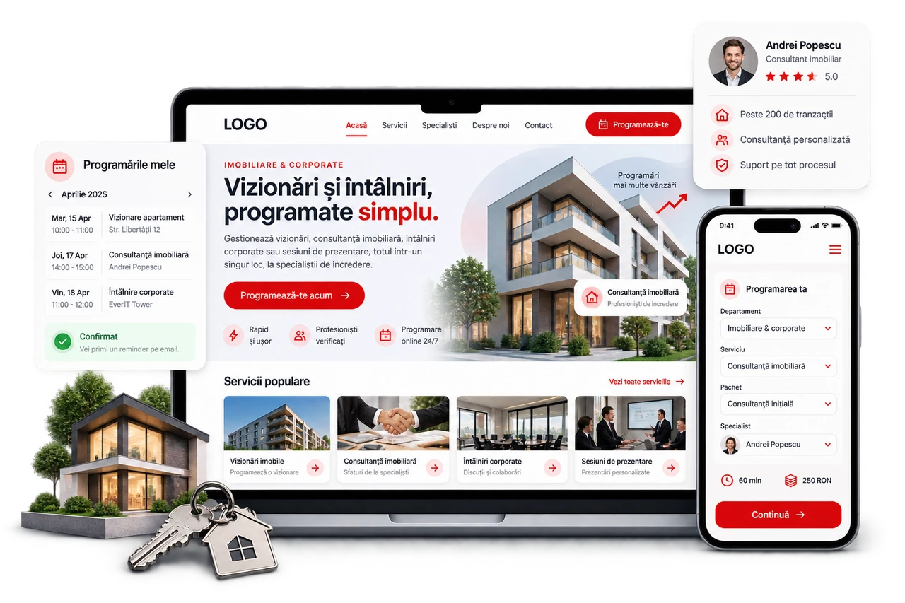 Exemplu de website conectat la BookingWP pentru Imobiliare & corporate